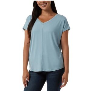 32 Degrees Cool Women's Soft Luxe Short Sleeve V-Neck Top, XL Blue